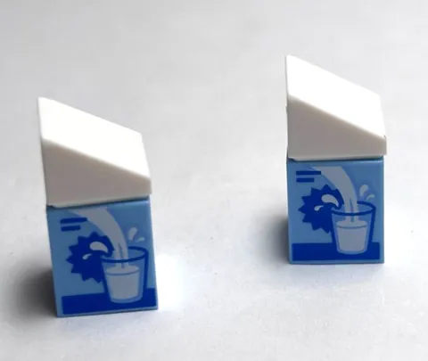Lego - Minifigure Utensil - Lot of 2 - White / Blue, Milk Carton
