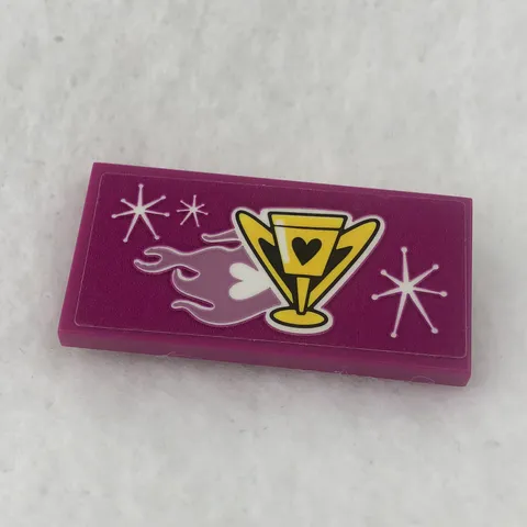 LEGO 87079pb1027 Magenta Tile 2 x 4 W/ Flaming Goblet Pattern (Sticker)