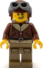 Lego New Minifigure Pilot Fur Coat Helmet with Goggles World War 1 World War 2