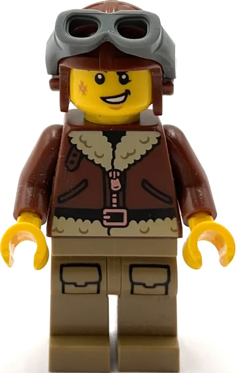 Lego New Minifigure Pilot Fur Coat Helmet with Goggles World War 1 World War 2