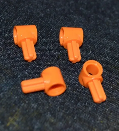 (4) Orange Technic Eye Rod Holder Brick w/ "+" Connector Bricks - NEW Lego