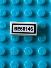 1 pcs Lego White 1x2 TILE With BE60146 License Plate Vehicle Piece Part Car 3069