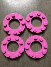 LEGO 11833 Dark Pink Plate, Round 4 x 4 with 2 x 2 Round Open Center 4 Pieces