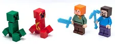 Lego Minecraft Minfigures Steve Alex Creeper and Exploding Creeper & Accessories