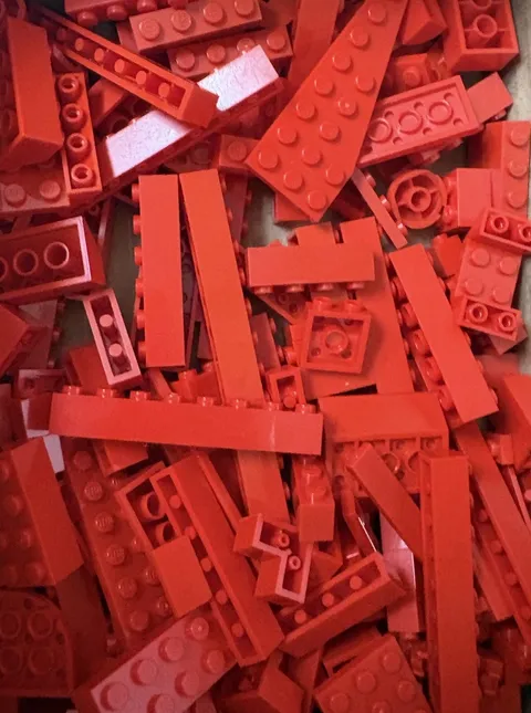 1/2 LB Lego Sorted Random Red Pieces  As Shown  - Very Few Small Pieces