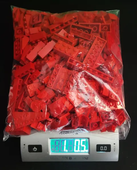 LEGO By The Pound Red Bricks 1.05 lbs Bag