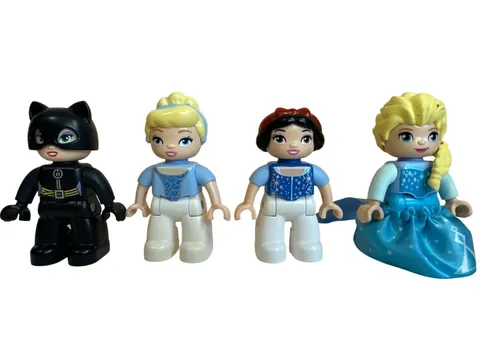 LEGO Duplo Figures Lot Disney Princess Elsa Cinderella Snow White Cat Woman 4 Pc