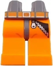 Lego Orange AGENTS Minifigure LEGS Gray Hips Pocket Belt Silver Zipper Part D576