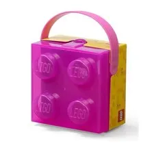 LEGO Box with Handle, Portable Storage Box, Translucent Violet
