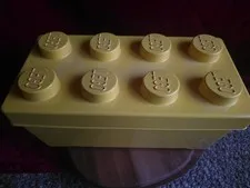 LEGO Storage Brick Case 8 Stud Large Yellow 14" x 8" Plastic Box Full With Legos
