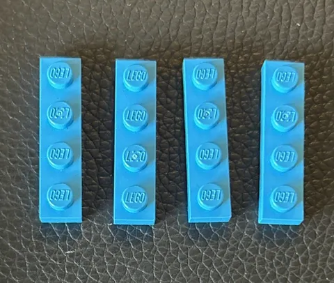 LEGO Lot 4 Pieces 1x4 Plate Part 3710 Solid Studs Dark Azure