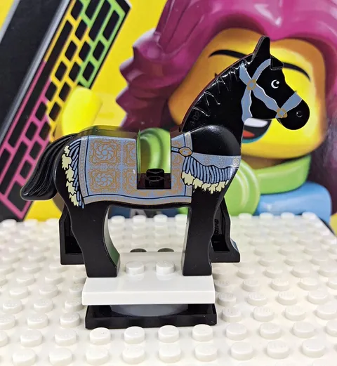 LEGO Horse with Black and White Eyes, White Pupils and Sand Blue