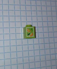 1 Lego Orange Juice carton Drink Food Lime Green 1 by 1 with oranges pattern