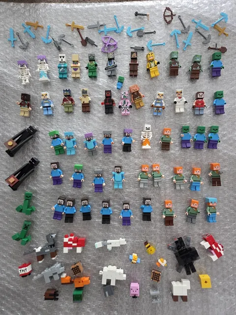 Huge Lot of 71 RARE LEGO Minecraft minifigures - Villagers, Mobs, Collectible +