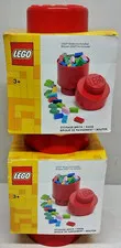 2x LEGO Storage Brick  Round - Red