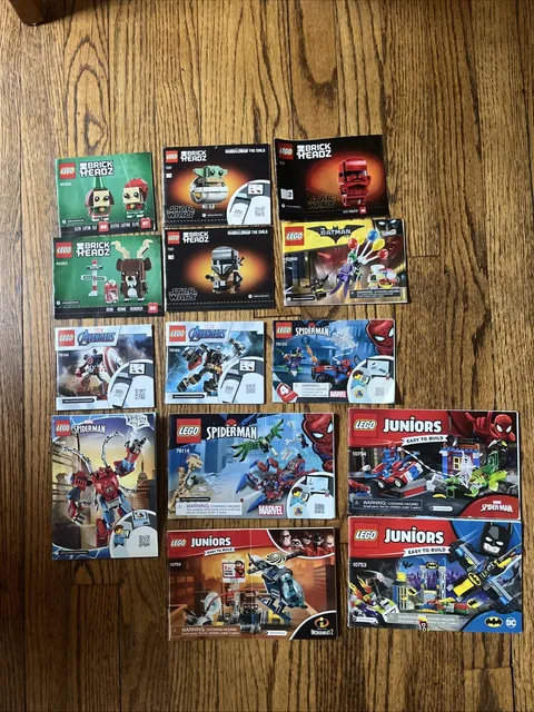Lot Of 14 LEGO Various Instruction Manuals Only - Brick Headz, Juniors, Marvel