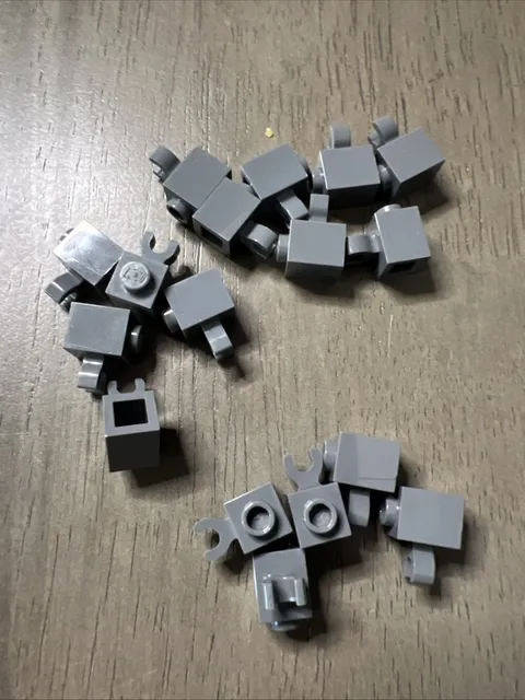 LEGO 60475 Dark Bluish Gray Brick Modified 1x1 w/ Open Vertical Clip x17