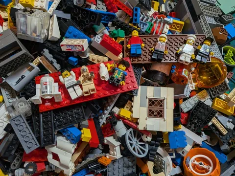 LEGO Bulk Mixed Lot Bricks, Mini Figs, Base Plates & Pieces Multicolor Plastic