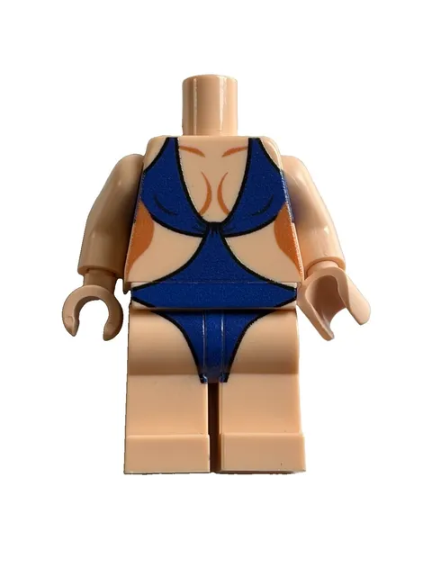 Lego - Minifigure Torso & Legs - Orange & Green Female Swimsuit,  RARE