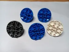 LEGO BULK LOT 5 BRACKET 1X2 4X4 ROUND DISH  #30209 BLUE WHITE DARK BLUISH GRAY