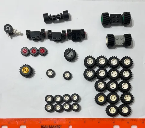 45 LEGO Tires Wheels Axles Replacement LOT Extra Parts & Pieces