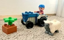LEGO Duplo Tractor Fun Set 4969 + White Sheep 75724 Blue Tractor Farmer Vintage