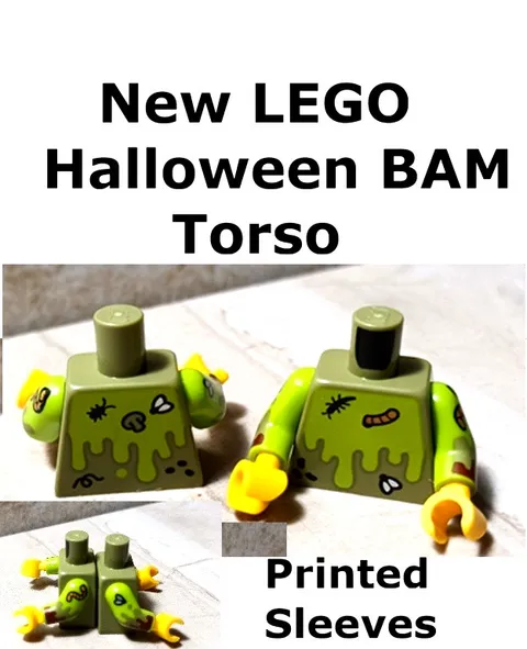 New LEGO Halloween Torso Body Arms Printed BAM Bugs Worms Insects Yellow Hands