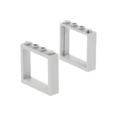 2x LEGO Window Frame 1x4x3 New Light Gray Without Glass 4597420 60594