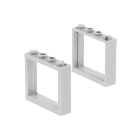 2x LEGO Window Frame 1x4x3 New Light Gray Without Glass 4597420 60594