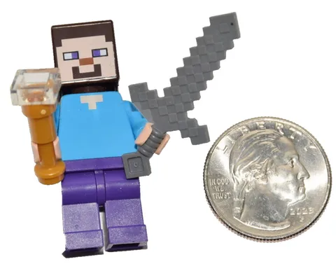 LEGO Minecraft Steve Minifigure w/ Sword and Torch