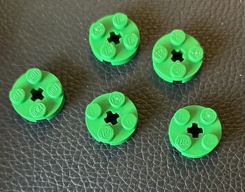 LEGO Part 4032 Lot 5 Plates Flat Round 2x2 with Hole Technic Green