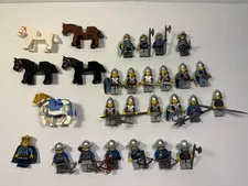 Lego Medieval. Minifgures Lot, King, Horses, and knights