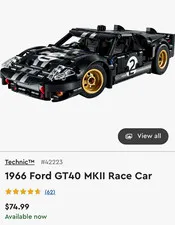 LEGO Technic 42223 1966 Ford GT40 MKII Race Car Set 1466pcs 18+