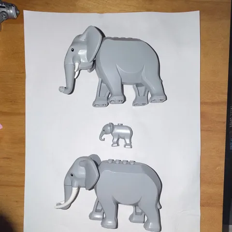 LEGO Elephant Animal Figures Lot of 3 Gray (2 Large, Baby) AUTHENTIC USED