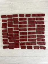 LEGO LOT DARK RED 64 PCS 2X10 2X6 2X4 BRICK VARIETY BUILDING PIECES
