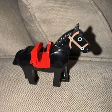 LEGO Horse Animal Figure - Black with Red Saddle, Plastic