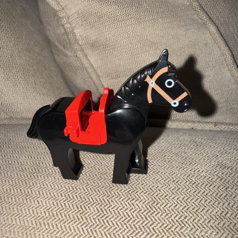LEGO Horse Animal Figure - Black with Red Saddle, Plastic