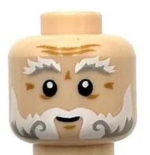 Lego New Light Nougat Minifigure Head White and Light Bluish Gray Bushy Eyebrows