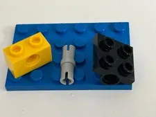 3 pcs LEGO Black Plate Modified 2 x 2 with Pin Connector Brick with Holes