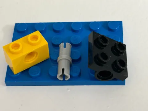 3 pcs LEGO Black Plate Modified 2 x 2 with Pin Connector Brick with Holes