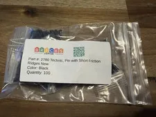 100 New Genuine LEGO Black Technic Pins 2780 Short Friction Ridges Bulk Lot