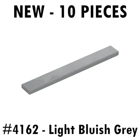 Lego Tile 1x8 (4162/40929) Light Bluish Grey - New - 10 pieces