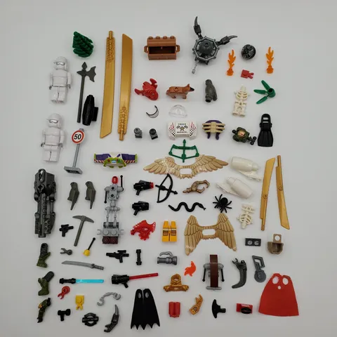 LEGO Accessory Large Lot 85+ pc Parts Star Wars Weapons Toy Story Buzz Marvel