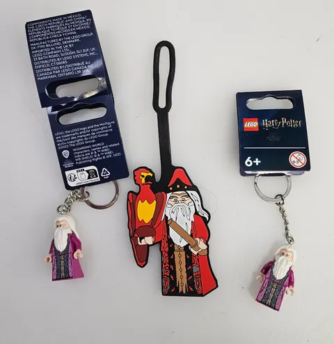 LEGO Harry Potter Albus Dumbledore  Bag Tag & 2 Minifigure Keyring Set NEW