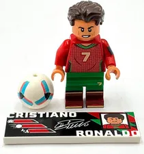 Lego New Cristiano Ronaldo Portugal  Minifig Soccer Player Footballer Ball Tile