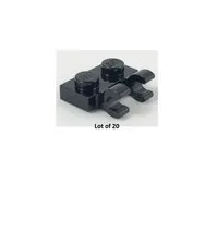 NEW LEGO Parts -60470b Black Plate 1 x 2 with 2 Open O Clips  Lot of 20