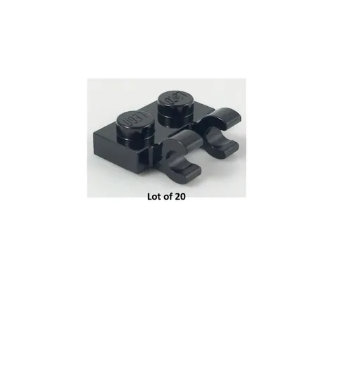 NEW LEGO Parts -60470b Black Plate 1 x 2 with 2 Open O Clips  Lot of 20