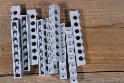 LEGO 3702 Light Bluish Gray Technic Brick 1 x 8 with Holes Qty 10