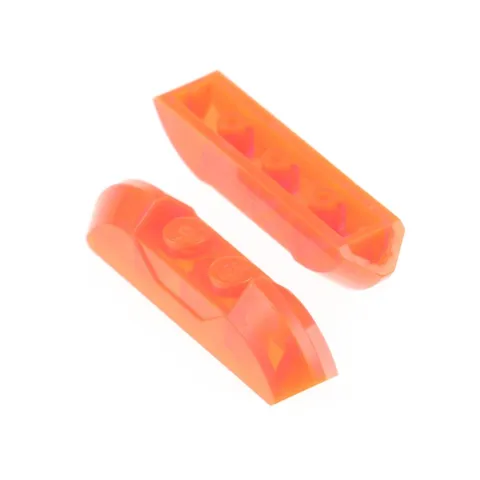 2x LEGO Light Prism Tile 4x1 Transparent Neon Orange 4154097 40996