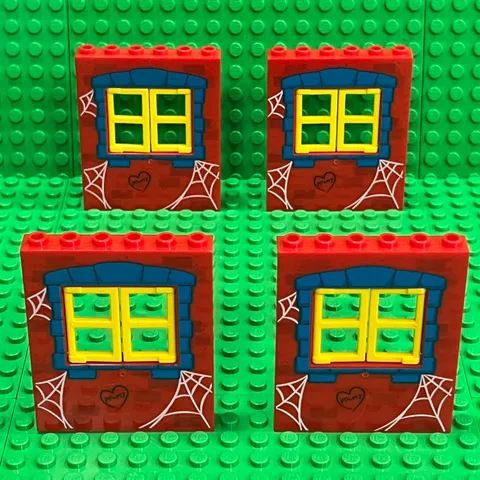 Lego Panel 1x6x6 Window with Spider Webs, Blue Stones Frame 'PP+MJ' 15627pb015